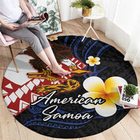 American Samoa Flag Day Round Carpet Polynesian Tatau Art and Plumeria