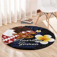 American Samoa Flag Day Round Carpet Polynesian Tatau Art and Plumeria