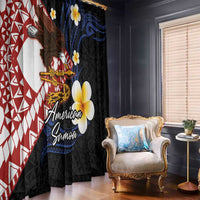 American Samoa Flag Day Window Curtain Polynesian Tatau Art and Plumeria LT03 - Polynesian Pride