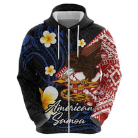 American Samoa Flag Day Zip Hoodie Polynesian Tatau Art and Plumeria