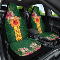 Manuʻa Islands Car Seat Cover Polynesian Style with Rooster Tattoo and Tropical Plants
