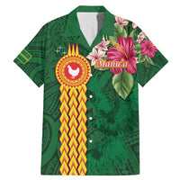 Manuʻa Islands Family Matching Mermaid Dress and Hawaiian Shirt Polynesian Style with Rooster Tattoo and Tropical Plants