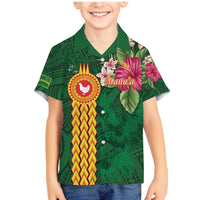 Manuʻa Islands Family Matching Mermaid Dress and Hawaiian Shirt Polynesian Style with Rooster Tattoo and Tropical Plants