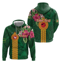 Manuʻa Islands Hoodie Polynesian Style with Rooster Tattoo and Tropical Plants