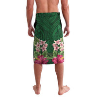 Manuʻa Islands Lavalava Polynesian Style with Rooster Tattoo and Tropical Plants