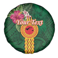 Manuʻa Islands Spare Tire Cover Polynesian Style with Rooster Tattoo and Tropical Plants