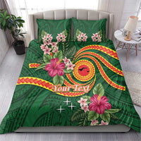Manuʻa Islands Bedding Set Polynesian Art Tattoo Style and Tropical Plants