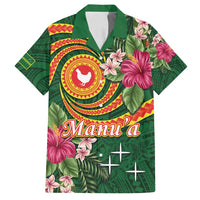Manuʻa Islands Family Matching Long Sleeve Bodycon Dress and Hawaiian Shirt Polynesian Art Tattoo Style and Tropical Plants