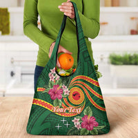 Personalised Manuʻa Islands Grocery Bag Polynesian Art Tattoo Style and Tropical Plants LT03 - Polynesian Pride