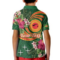 Personalised Manuʻa Islands Kid Polo Shirt Polynesian Art Tattoo Style and Tropical Plants LT03 - Polynesian Pride