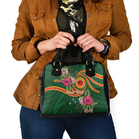 Manuʻa Islands Shoulder Handbag Polynesian Art Tattoo Style and Tropical Plants