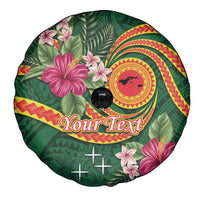 Manuʻa Islands Spare Tire Cover Polynesian Art Tattoo Style and Tropical Plants