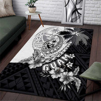 Hafa Adai Guam Area Rug Polynesian Palm Tree Tattoo Hibiscus and Plumeria Art