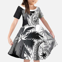 Hafa Adai Guam Family Matching Summer Maxi Dress and Hawaiian Shirt Polynesian Palm Tree Tattoo Hibiscus and Plumeria Art