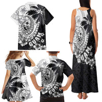 Hafa Adai Guam Family Matching Tank Maxi Dress and Hawaiian Shirt Polynesian Palm Tree Tattoo Hibiscus and Plumeria Art