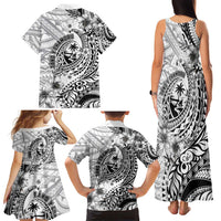 Guam-Land of the Chamorro Family Matching Tank Maxi Dress and Hawaiian Shirt Polynesian Tattoo Style Hibiscus and Plumeria Art