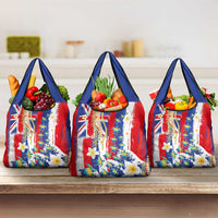 Hawaiian Sea Turtles and Plumeria Grocery Bag with Lei and Flag Grunge Style LT03 3-pack One Size Multicolor - Polynesian Pride