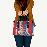 Hawaiian Sea Turtles and Plumeria Leather Bag with Lei and Flag Grunge Style LT03 - Polynesian Pride