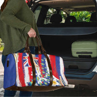 Hawaiian Sea Turtles and Plumeria Travel Bag with Lei and Flag Grunge Style LT03 - Polynesian Pride