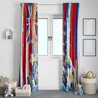 Hawaiian Sea Turtles and Plumeria Window Curtain with Lei and Flag Grunge Style LT03 - Polynesian Pride