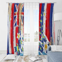 Hawaiian Sea Turtles and Plumeria Window Curtain with Lei and Flag Grunge Style LT03 - Polynesian Pride