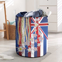 Hawaiian Polynesian Tribal Turtles Laundry Basket with Lei and Flag Style