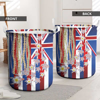 Hawaiian Polynesian Tribal Turtles Laundry Basket with Lei and Flag Style