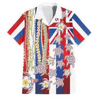 Hawaiian Polynesian Tribal Turtles Family Matching Puletasi and Hawaiian Shirt with Lei and Flag Style