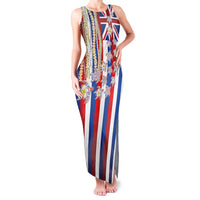 Hawaiian Polynesian Tribal Turtles Family Matching Tank Maxi Dress and Hawaiian Shirt with Lei and Flag Style LT03 Mom's Dress Multicolor - Polynesian Pride