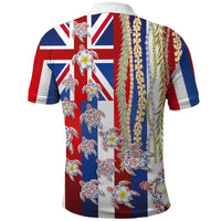 Hawaiian Polynesian Tribal Turtles Polo Shirt with Lei and Flag Style