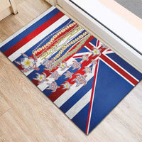 Hawaiian Polynesian Tribal Turtles Rubber Doormat with Lei and Flag Style
