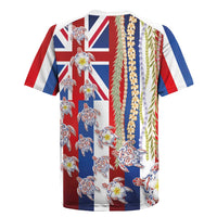 Hawaiian Polynesian Tribal Turtles Rugby Jersey with Lei and Flag Style
