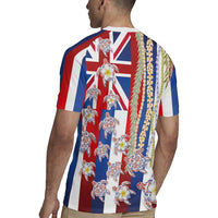 Hawaiian Polynesian Tribal Turtles Rugby Jersey with Lei and Flag Style