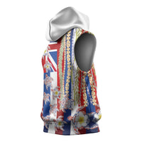 Hawaiian Polynesian Tribal Turtles Sleeveless Hoodie with Lei and Flag Style