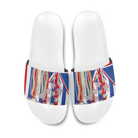 Hawaiian Polynesian Tribal Turtles Slide Sandals with Lei and Flag Style