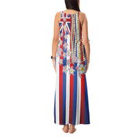 Hawaiian Polynesian Tribal Turtles Tank Maxi Dress with Lei and Flag Style