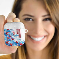 Hawaiian Tribal Manta Ray AirPods Case Kakau Tattoo and Flowers Surfing Waves Pattern Ocean Color LT03 - Polynesian Pride