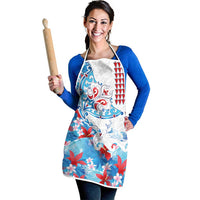 Hawaiian Tribal Manta Ray Apron Kakau Tattoo and Flowers Surfing Waves Pattern Ocean Color