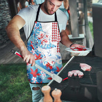 Hawaiian Tribal Manta Ray Apron Kakau Tattoo and Flowers Surfing Waves Pattern Ocean Color