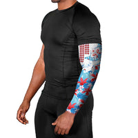 Hawaiian Tribal Manta Ray Arm Sleeves Kakau Tattoo and Flowers Surfing Waves Pattern Ocean Color LT03 - Polynesian Pride