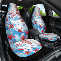 Hawaiian Tribal Manta Ray Car Seat Cover Kakau Tattoo and Flowers Surfing Waves Pattern Ocean Color LT03 One Size Multicolor - Polynesian Pride