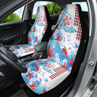 Hawaiian Tribal Manta Ray Car Seat Cover Kakau Tattoo and Flowers Surfing Waves Pattern Ocean Color LT03 - Polynesian Pride