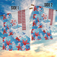 Hawaiian Tribal Manta Ray Garden Flag Kakau Tattoo and Flowers Surfing Waves Pattern Ocean Color LT03 - Polynesian Pride