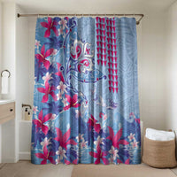 Hawaiian Tribal Manta Ray Bathroom Set Kakau Tattoo and Flowers Surfing Waves Pattern Soft Color