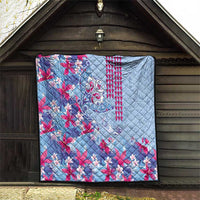 Hawaiian Tribal Manta Ray Quilt Kakau Tattoo and Flowers Surfing Waves Pattern Soft Color