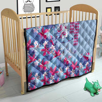 Hawaiian Tribal Manta Ray Quilt Kakau Tattoo and Flowers Surfing Waves Pattern Soft Color