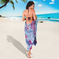 Hawaiian Tribal Manta Ray Sarong Kakau Tattoo and Flowers Surfing Waves Pattern Soft Color