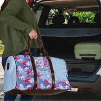 Hawaiian Tribal Manta Ray Travel Bag Kakau Tattoo and Flowers Surfing Waves Pattern Soft Color LT03 - Polynesian Pride