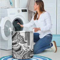 Hawaiian Tribal Manta Ray Laundry Basket Kakau Tattoo and Polynesian Art Motif Pattern