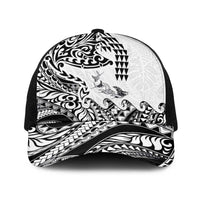 Hawaiian Tribal Manta Ray Baseball Net Cap Kakau Tattoo and Polynesian Art Motif Pattern